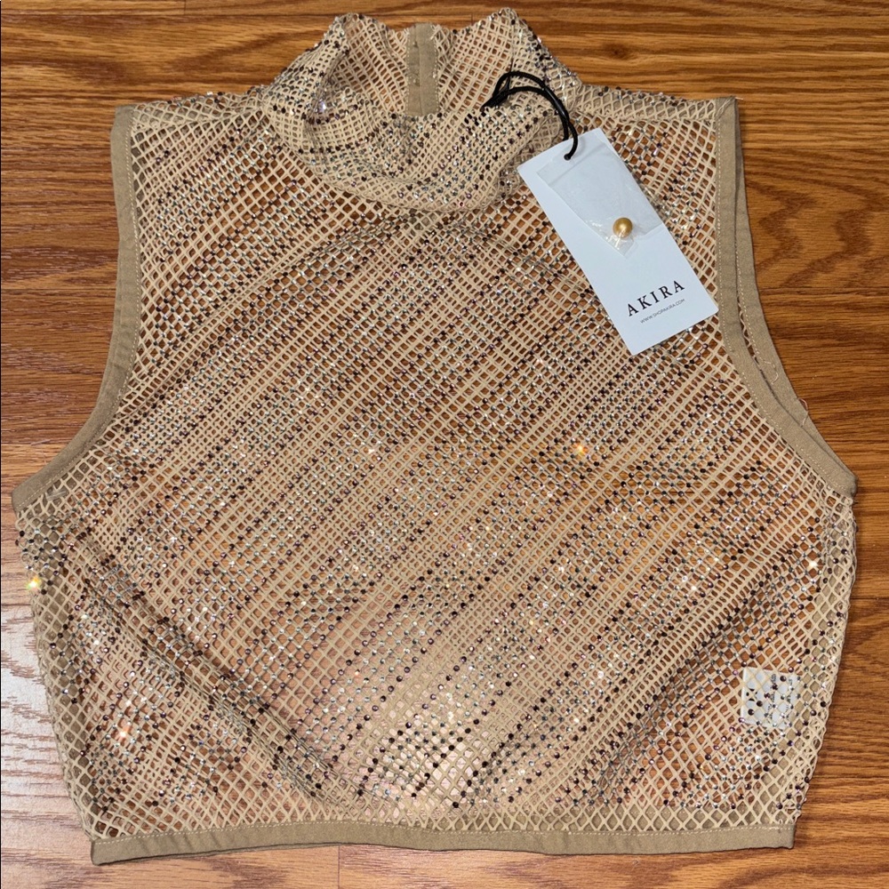 AKIRA Rhinestone Mesh Sleeveless Top - Picture 3 of 5